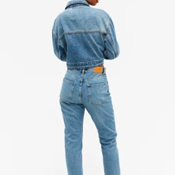 Monki Kimomo Jeans High Waisted Relaxed Slim Ankle Organic Cotton Denim - Picture 1 of 11